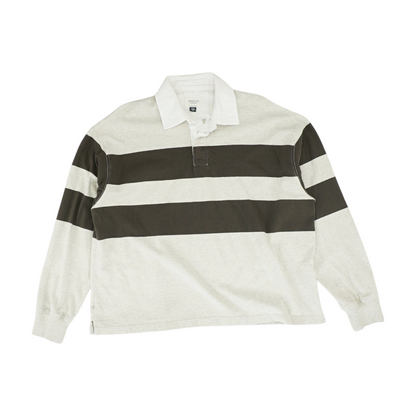 Beige Striped Long Sleeve Polo