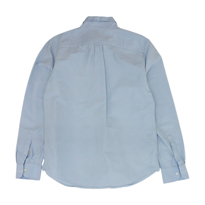 Blue Solid Long Sleeve Button Down