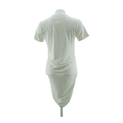 White Solid Midi Dress