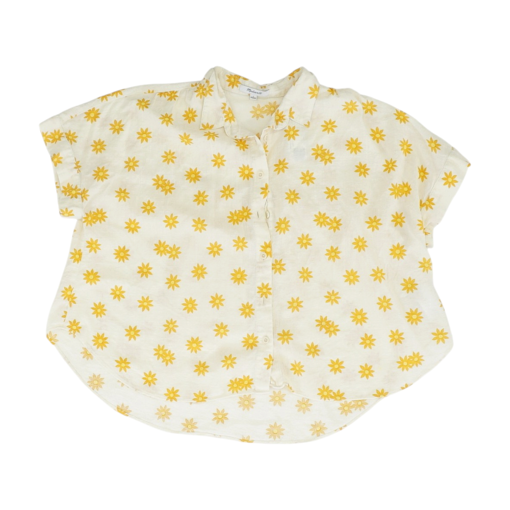 Beige Floral Button Down