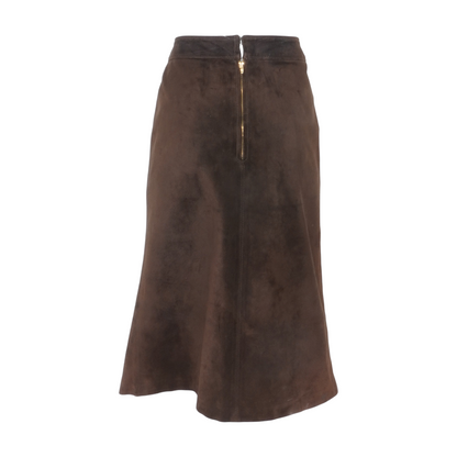 Vintage Brown Suede Midi Skirt