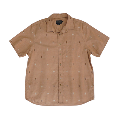 Orange Print Short Sleeve Button Down