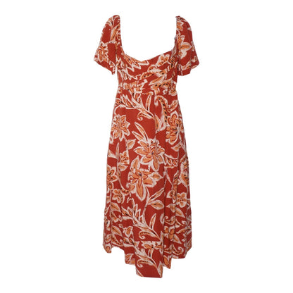 Rust Abstract Midi Dress