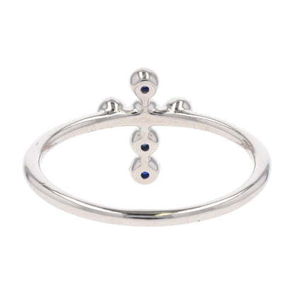 14K White Gold Bezel Set Sapphire Stackable Cross Ring