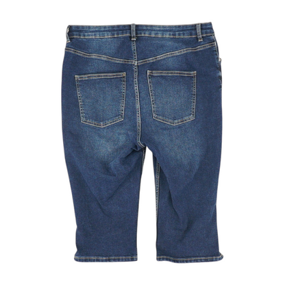 Navy Solid Denim Capris