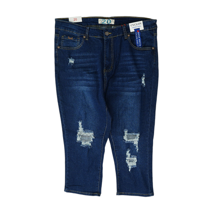 Blue Plus Solid Denim Capris