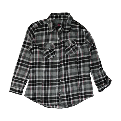 Gray Plaid Flannel Button Down
