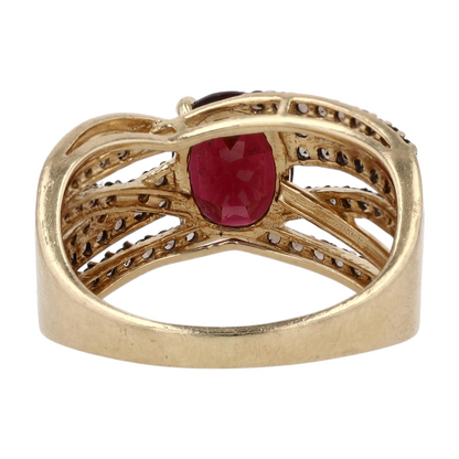 14K Yellow Gold Garnet Fashion Ring