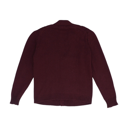 Vintage Red Solid Cardigan Sweater