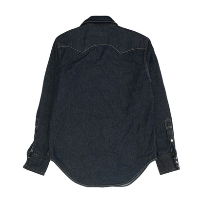 Blue Solid Long Sleeve Button Down