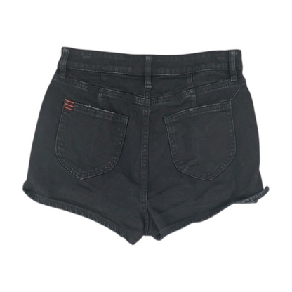 Black Solid Denim Shorts