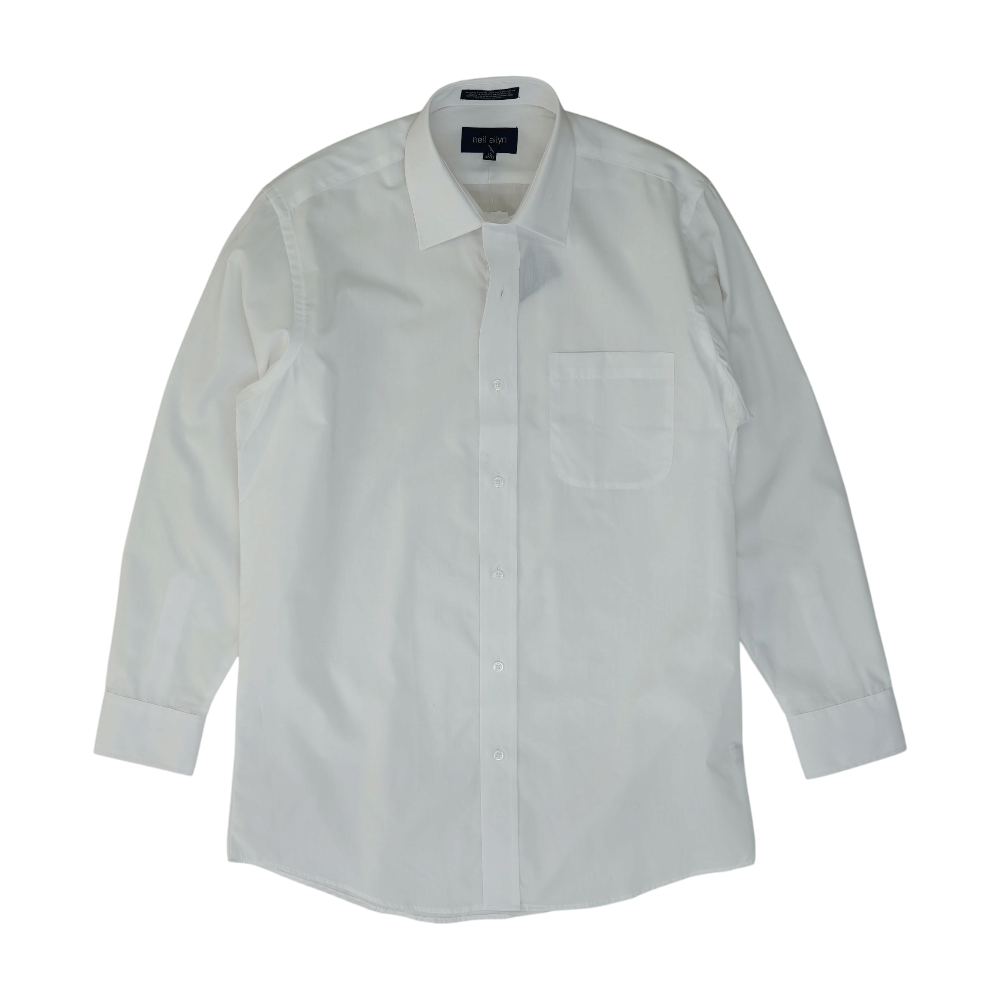 White Solid Long Sleeve Button Down