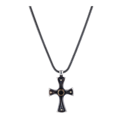18K Sterling Silver Onyx Pendant Necklace