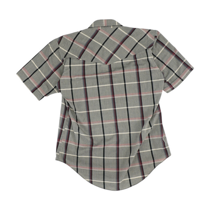 Vintage Gray Plaid Short Sleeve Button Down