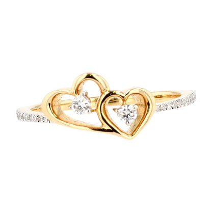 .16 ct 14K Gold Double Heart Diamond Band