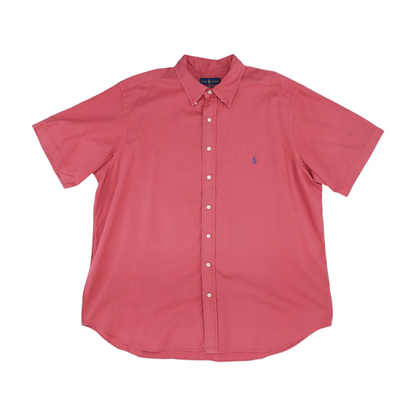 Pink Big & Tall Solid Short Sleeve Button Down