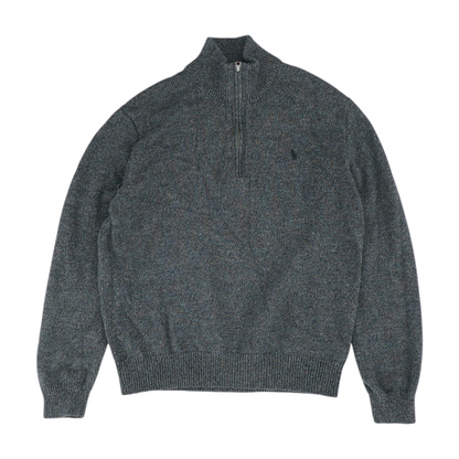 Gray Solid 1/4 Zip Sweater