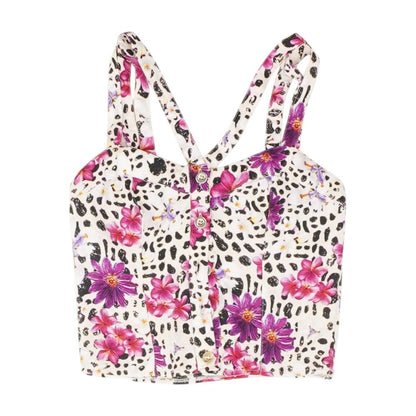 Purple Animal Print Cropped Knit Top