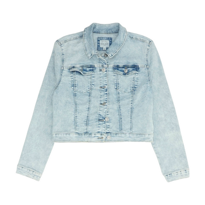 Blue Solid Denim Jacket