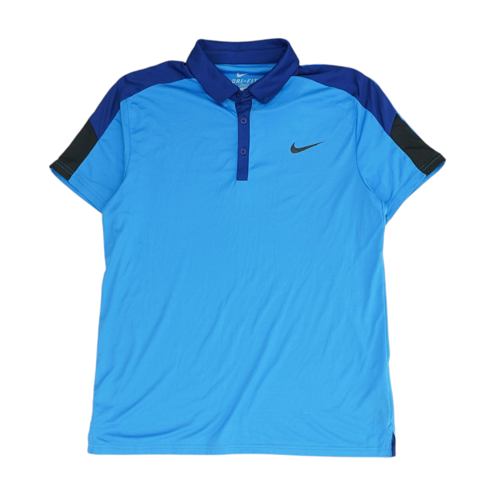 Blue Color Block Short Sleeve Polo