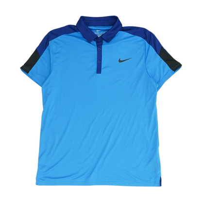 Blue Color Block Short Sleeve Polo