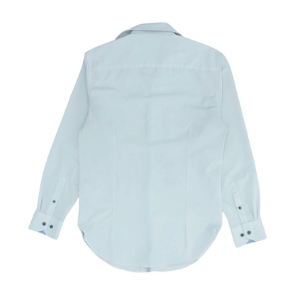 White Solid Long Sleeve Button Down