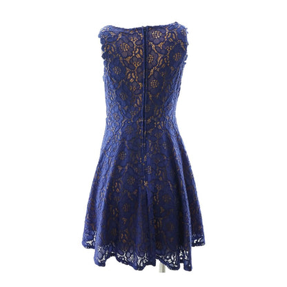 Blue Solid Midi Dress