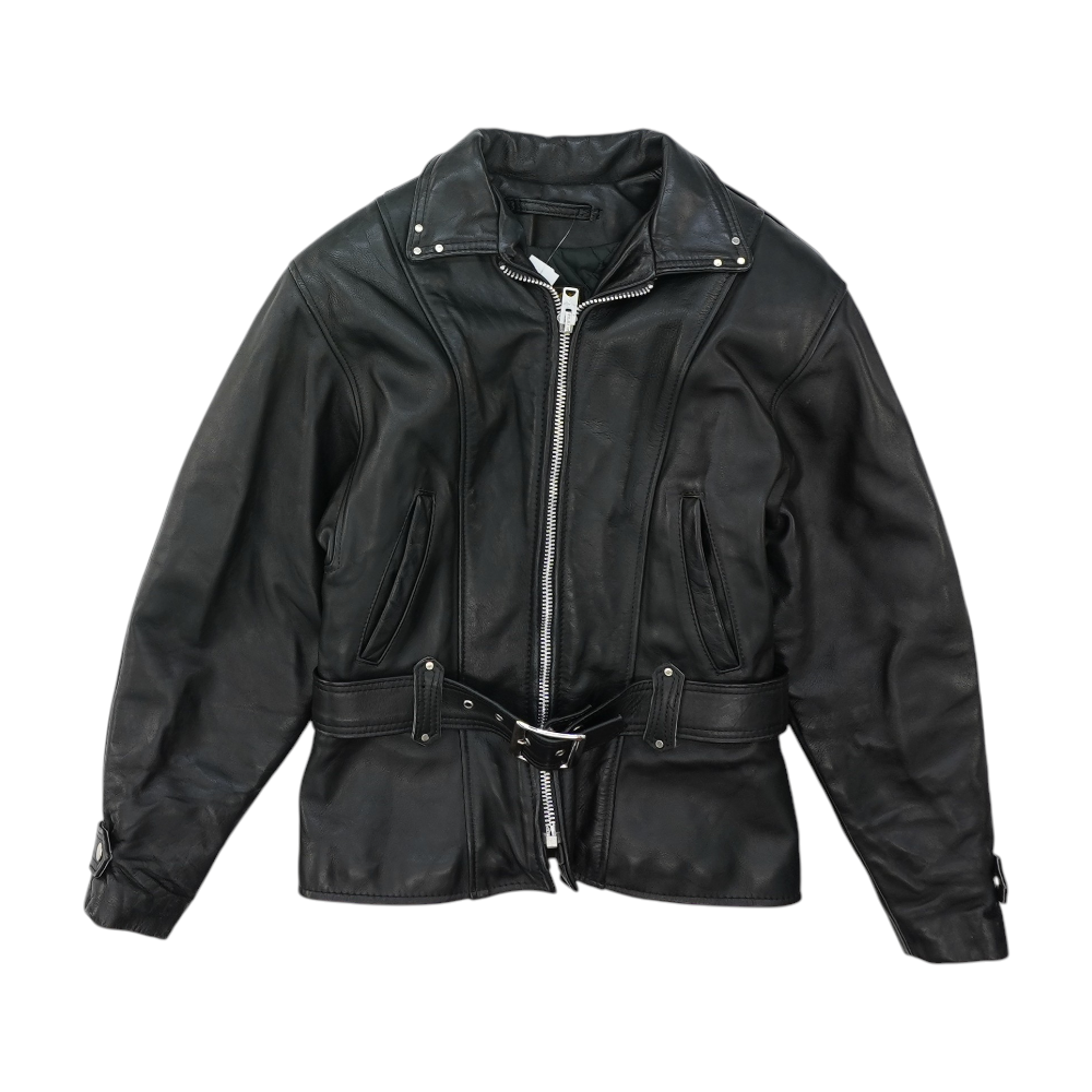 Black Solid Leather Jacket