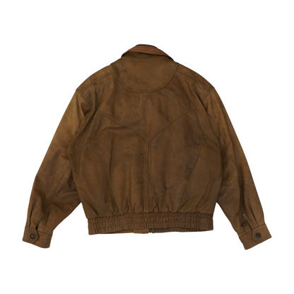 Brown Solid Leather Jacket