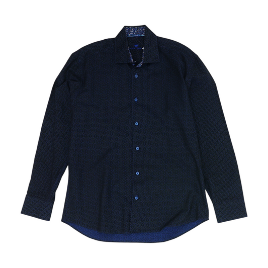 Navy Abstract Long Sleeve Button Down