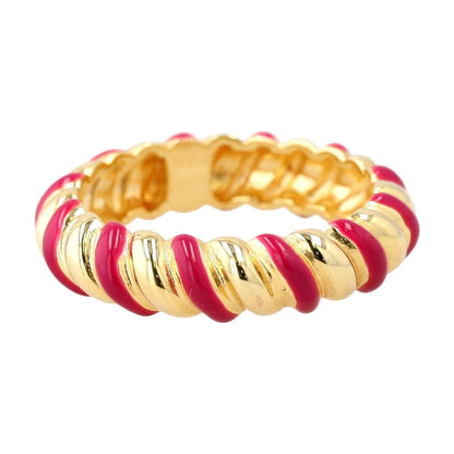 Gold Plated Sterling Silver Fuchsia Enamel Twist Band
