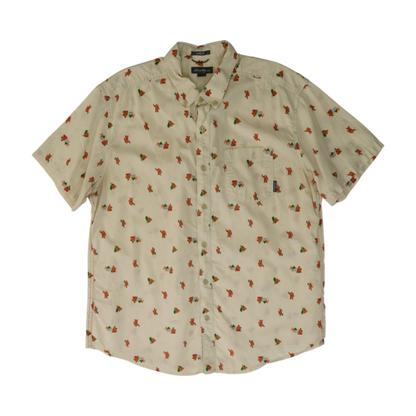 Cream Graphic Short Sleeve Button Down