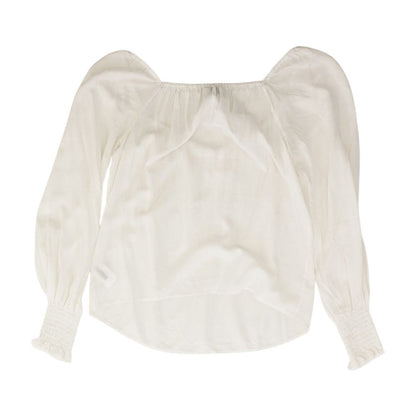 White Solid Long Sleeve Blouse