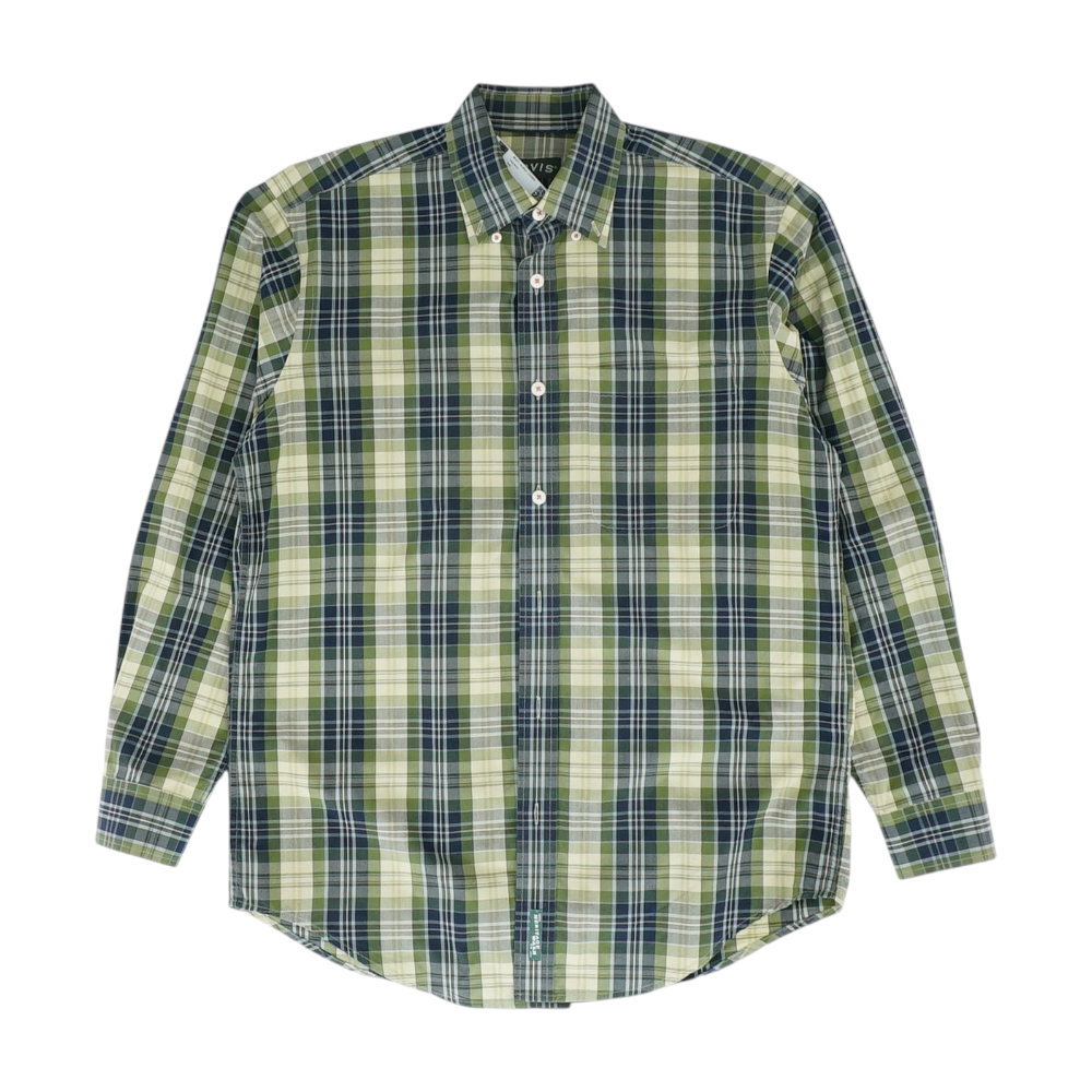 Green Plaid Long Sleeve Button Down