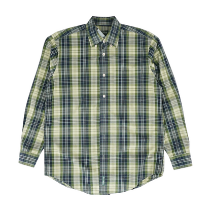 Green Plaid Long Sleeve Button Down