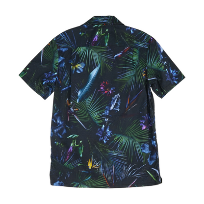 Navy Tropical Short Sleeve Button Down