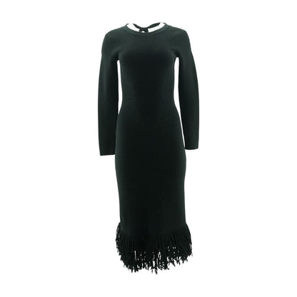 Black Solid Midi Dress