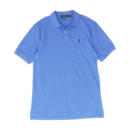 Blue Solid Short Sleeve Polo