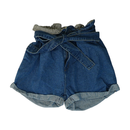 Blue Solid Denim Shorts