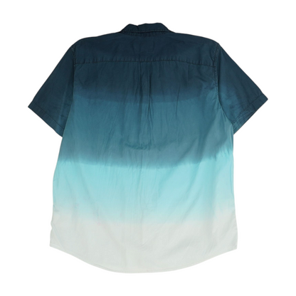 Blue Color Block Short Sleeve Button Down