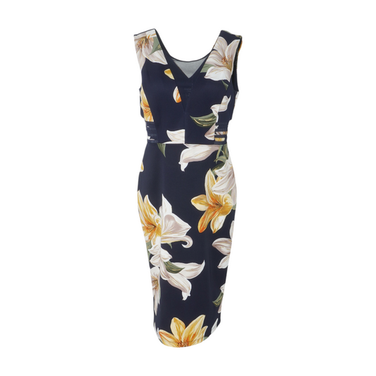 Navy Floral Midi Dress