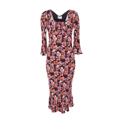 Black Floral Midi Dress