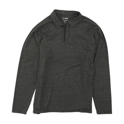 Gray Solid Long Sleeve Polo
