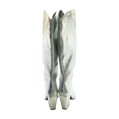 Silver Knee High Boots