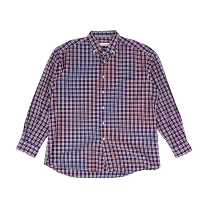 Navy Plaid Flannel Button Down