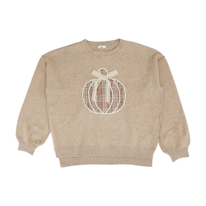 Beige Graphic Pullover Sweater