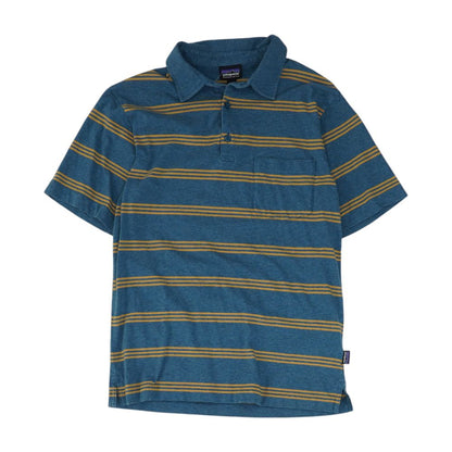 Blue Striped Short Sleeve Polo