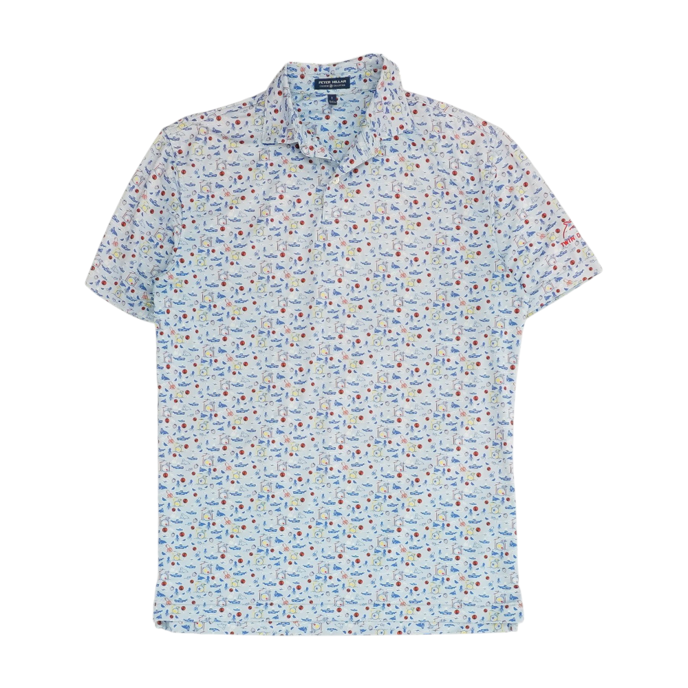 Blue Graphic Short Sleeve Polo