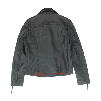 Black Solid Leather Jacket