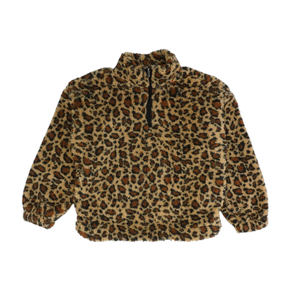 Tan Animal Print 1/4 Zip Pullover